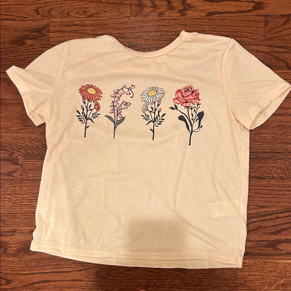 SHEIN Kids Floral Graphic Tee - Cream